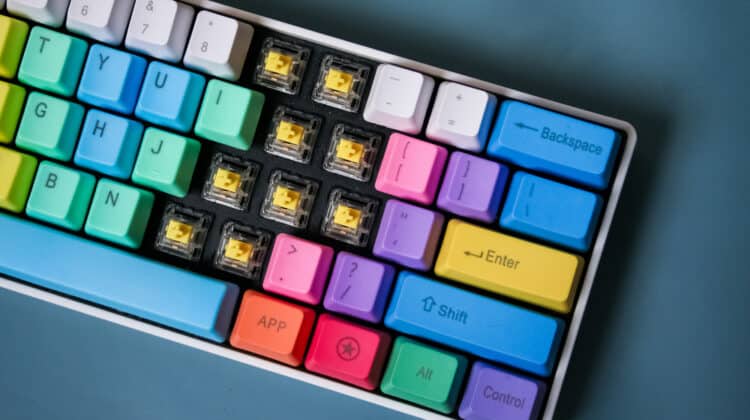 mechanical keyboard with keycaps missing